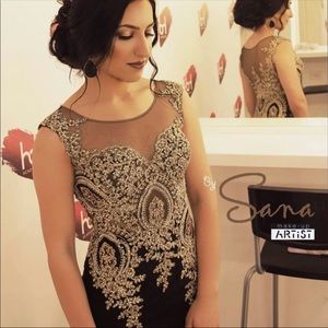 Gold sequin black dress